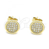 Oro Laminado Stud Earring, Gold Filled Style with White Micro Pave, Polished, Golden Finish, 02.344.0125