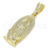 Oro Laminado Religious Pendant, Gold Filled Style Guadalupe Design, Polished, Golden Finish, 05.351.0126