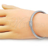 Rhodium Plated Individual Bangle, with White Cubic Zirconia, Polished, Rhodium Finish, 07.60.0013.1