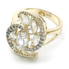 Oro Laminado Multi Stone Ring, Gold Filled Style with White Cubic Zirconia, Polished, Golden Finish, 01.210.0107.06 (Size 6)