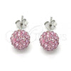 Sterling Silver Stud Earring, with Crystal, Rhodium Finish, 02.332.0042