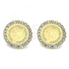 Oro Laminado Stud Earring, Gold Filled Style with White Crystal, Polished, Golden Finish, 02.331.0054