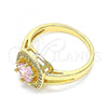 Oro Laminado Multi Stone Ring, Gold Filled Style with Pink and White Cubic Zirconia, Polished, Golden Finish, 01.210.0123.1.08