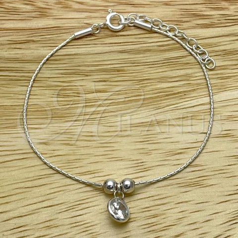Sterling Silver Fancy Bracelet, Ball Design, with White Cubic Zirconia, Polished, Silver Finish, 03.401.0009.07