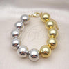 Oro Laminado Fancy Bracelet, Gold Filled Style Ball Design, Polished, Two Tone, 03.341.0212.08