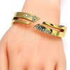 Gold Tone Individual Bangle, with White Crystal, Polished, Golden Finish, 07.252.0016.GT (14 MM Thickness, One size fits all)