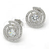 Rhodium Plated Stud Earring, Spiral Design, with White Cubic Zirconia, Polished, Rhodium Finish, 02.284.0003.1