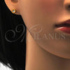 Stainless Steel Stud Earring, with White Crystal, Polished, Golden Finish, 02.271.0003