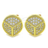 Oro Laminado Stud Earring, Gold Filled Style with White Micro Pave, Polished, Golden Finish, 02.342.0023