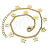 Oro Laminado Charm Bracelet, Gold Filled Style Miami Cuban and Star Design, Polished, Golden Finish, 03.196.0008.07