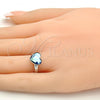 Rhodium Plated Multi Stone Ring, Heart Design, with Denin Blue Swarovski Crystals, Polished, Rhodium Finish, 01.239.0002.3 (One size fits all)
