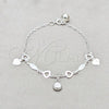 Sterling Silver Fancy Bracelet, Heart and Shell Design, Polished, Silver Finish, 03.409.0097.08