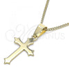 Oro Laminado Pendant Necklace, Gold Filled Style Cross Design, Polished, Golden Finish, 04.242.0104.20
