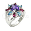 Rhodium Plated Multi Stone Ring, with Multicolor Cubic Zirconia, Polished, Rhodium Finish, 01.206.0004.1.07 (Size 7)