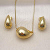 Oro Laminado Necklace and Earring, Gold Filled Style Teardrop and Box Design, Polished, Golden Finish, 06.417.0014