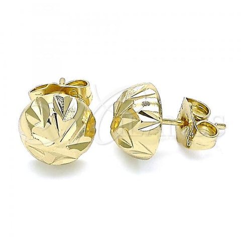 Oro Laminado Stud Earring, Gold Filled Style Diamond Cutting Finish, Golden Finish, 02.100.0117