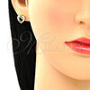 Oro Laminado Stud Earring, Gold Filled Style Heart Design, with Garnet Micro Pave, Polished, Golden Finish, 02.156.0469.2