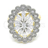 Oro Laminado Multi Stone Ring, Gold Filled Style with White Cubic Zirconia, Polished, Two Tone, 01.210.0073.09 (Size 9)