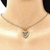 Oro Laminado Fancy Pendant, Gold Filled Style Mom and Heart Design, with White Micro Pave, Polished, Golden Finish, 05.342.0023