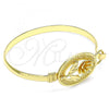 Oro Laminado Individual Bangle, Gold Filled Style Flower Design, Polished, Golden Finish, 07.185.0002.1.04