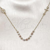 Oro Laminado Fancy Necklace, Gold Filled Style Ball and Figaro Design, Diamond Cutting Finish, Tricolor, 04.253.0020.20