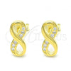 Sterling Silver Stud Earring, Infinite Design, with White Micro Pave, Polished, Golden Finish, 02.336.0168.2