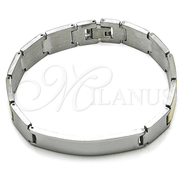 Stainless Steel Solid Bracelet, Polished, Two Tone, 03.114.0242.2.08