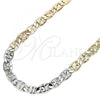 Oro Laminado Basic Necklace, Gold Filled Style Mariner Design, Diamond Cutting Finish, Tricolor, 04.319.0010.24