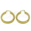 Oro Laminado Medium Hoop, Gold Filled Style Hollow Design, Diamond Cutting Finish, Golden Finish, 02.213.0767.40