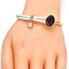 Oro Laminado Individual Bangle, Gold Filled Style with Amethyst Swarovski Crystals and White Micro Pave, Polished, Golden Finish, 07.239.0004.11 (03 MM Thickness, One size fits all)