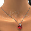 Rhodium Plated Pendant Necklace, Heart Design, with Padparadscha Swarovski Crystals and White Micro Pave, Polished, Rhodium Finish, 04.239.0018.3.16