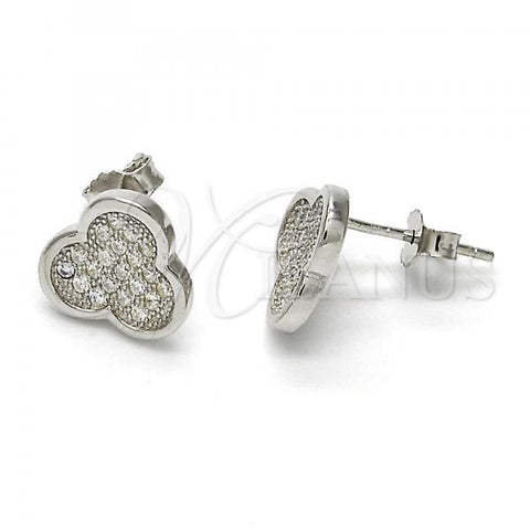 Sterling Silver Stud Earring, with White Micro Pave, Rhodium Finish, 02.175.0102