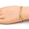 Oro Laminado Basic Bracelet, Gold Filled Style Curb Design, Polished, Golden Finish, 5.222.005.08
