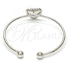 Rhodium Plated Individual Bangle, Heart Design, with Aurore Boreale Swarovski Crystals, Polished, Rhodium Finish, 07.239.0013.9 (02 MM Thickness, One size fits all)