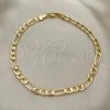 Oro Laminado Basic Anklet, Gold Filled Style Figaro Design, Polished, Golden Finish, 5.222.014.10