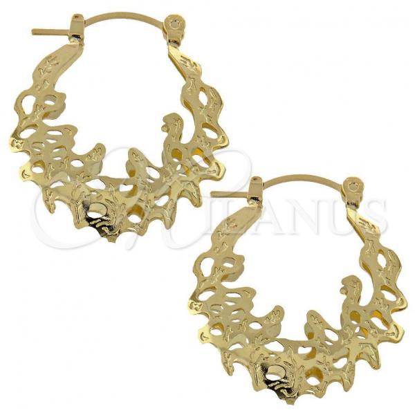 Oro Laminado Medium Hoop, Gold Filled Style Shell Design, Polished, Golden Finish, 108.004