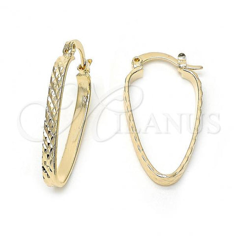 Oro Laminado Medium Hoop, Gold Filled Style Diamond Cutting Finish, Golden Finish, 5.153.025