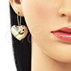 Oro Laminado Stud Earring, Gold Filled Style Heart and Hollow Design, Polished, Golden Finish, 02.163.0361