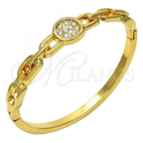 Oro Laminado Individual Bangle, Gold Filled Style with White Crystal, Polished, Golden Finish, 07.252.0058.04 (04 MM Thickness, Size 4 - 2.25 Diameter)