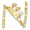 Oro Laminado Charm Bracelet, Gold Filled Style San Benito Design, Polished, Tricolor, 03.351.0011.08