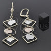 Oro Laminado Long Earring, Gold Filled Style Heart Design, Brushed Finish, Tricolor, 5.105.004.1