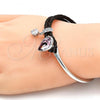 Rhodium Plated Individual Bangle, Teardrop Design, with Light Rose Swarovski Crystals and White Micro Pave, Polished, Rhodium Finish, 07.239.0002.6 (03 MM Thickness, One size fits all)