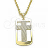 Oro Laminado Religious Pendant, Gold Filled Style Cross Design, Polished, Golden Finish, 05.09.0065