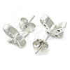 Sterling Silver Stud Earring, Butterfly Design, with White Micro Pave, Polished, Rhodium Finish, 02.336.0160