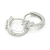Sterling Silver Huggie Hoop, with White Cubic Zirconia, Polished, Rhodium Finish, 02.175.0156.15