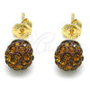 Oro Laminado Stud Earring, Gold Filled Style with Coffee Crystal, Polished, Golden Finish, 02.63.2707.7