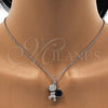 Rhodium Plated Pendant Necklace, Teddy Bear Design, with Montana and Aurore Boreale Swarovski Crystals, Black Enamel Finish, Rhodium Finish, 04.239.0041.18