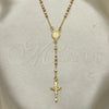 Oro Laminado Thin Rosary, Gold Filled Style Cross and Altagracia Design, Polished, Tricolor, 09.02.0054.18