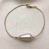 Oro Laminado Fancy Bracelet, Gold Filled Style Teardrop and Rat Tail Design, with Ivory Pearl, Polished, Golden Finish, 03.63.2291.08