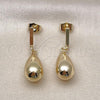 Oro Laminado Dangle Earring, Gold Filled Style Teardrop Design, Polished, Golden Finish, 02.60.0160